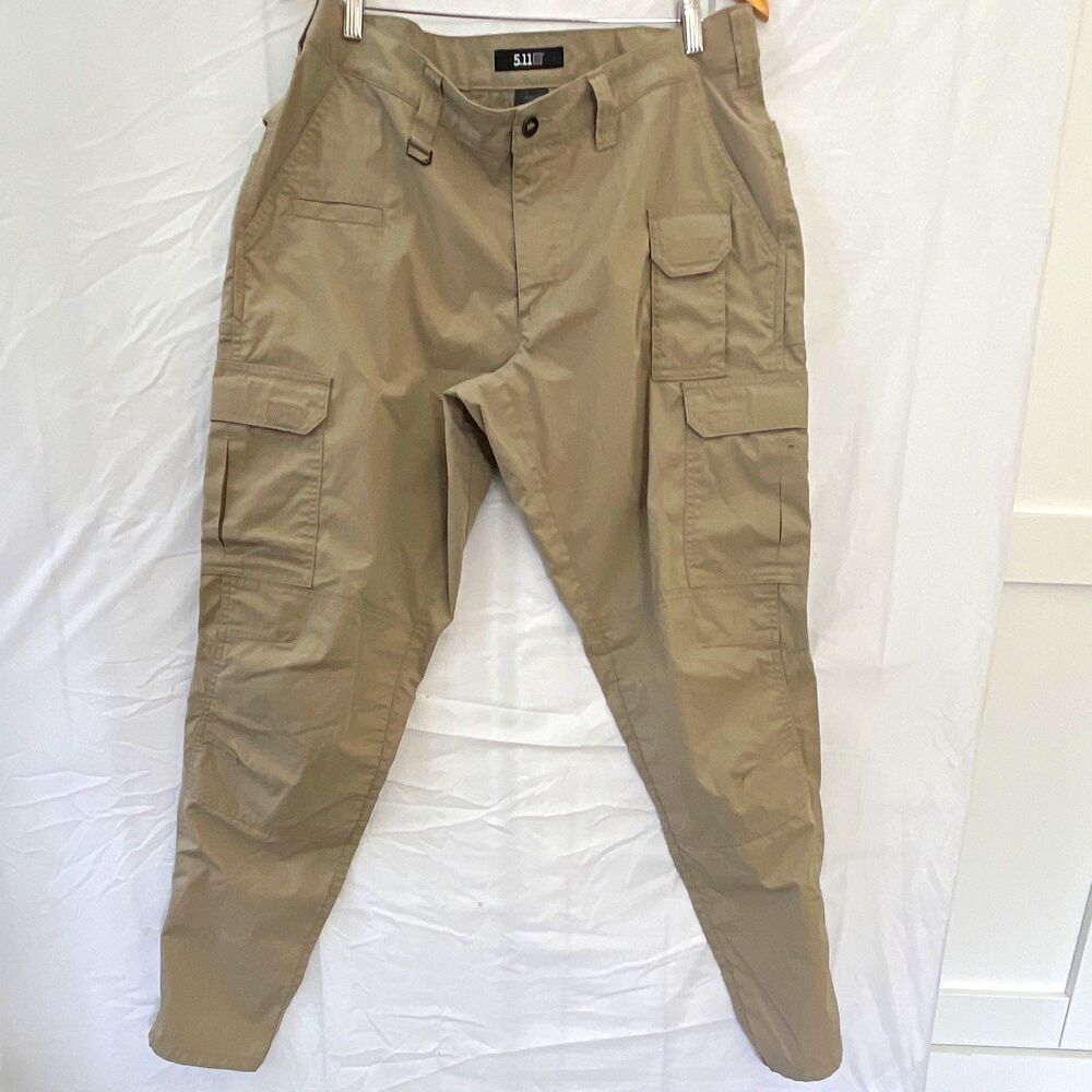 5.11 Men’s Tactical Cargo Pants Tan Solid Pattern Size 34 Regular Fit